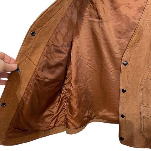 ORVIS Cognac Suede Leather Sportsman Munitions Snap Front Outdoors Vest  Medium - Picture 10 of 13